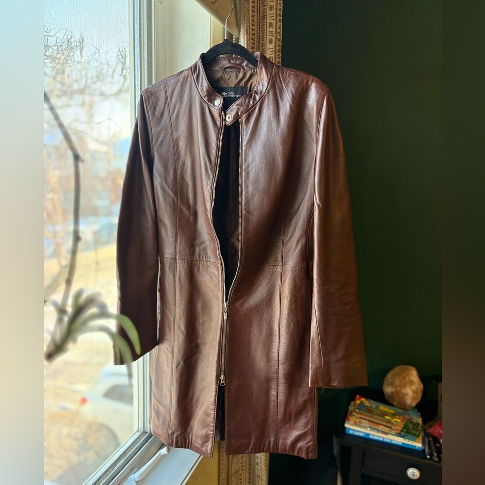 Bod & Christensen genuine leather longline jacket – women’s size 12